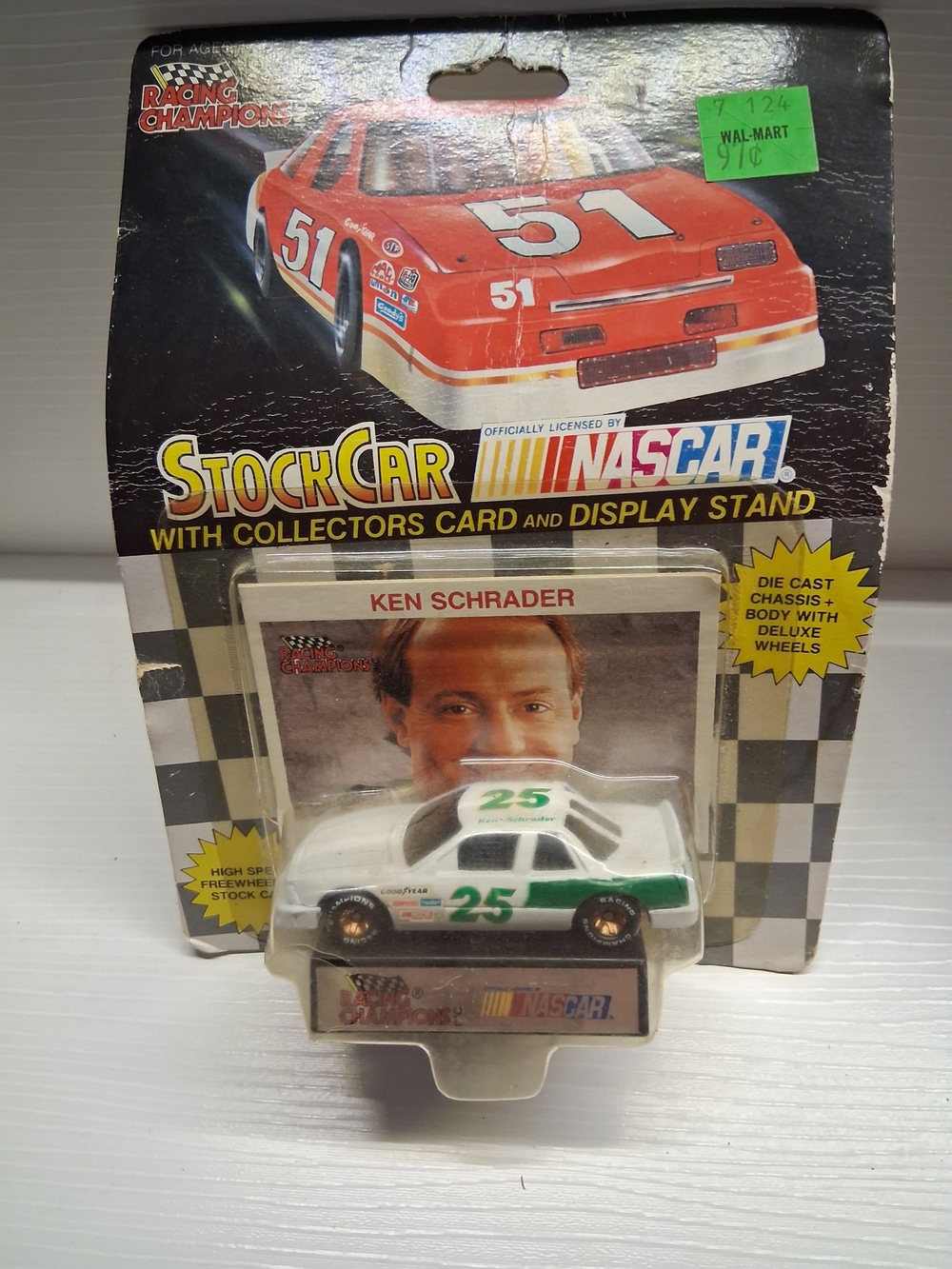 Ken Schrader #25 White & Green Stock Car - NASCAR Racing Champions
